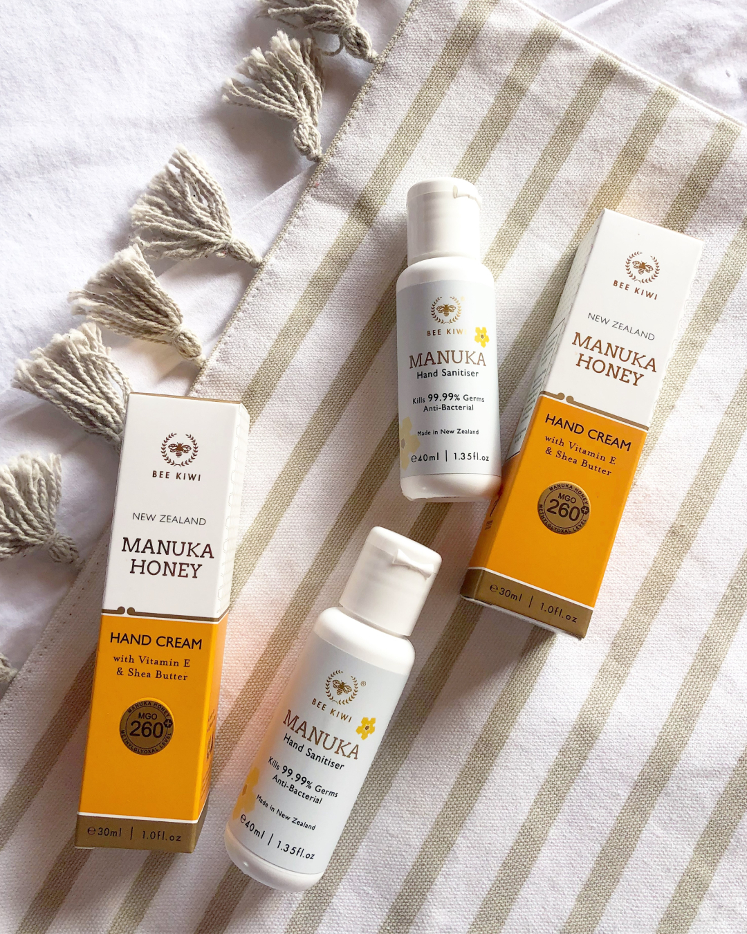 Manuka Honey Skin Care NZ Products; Hand Cream, Manuka Sanitiser | Bee Kiwi